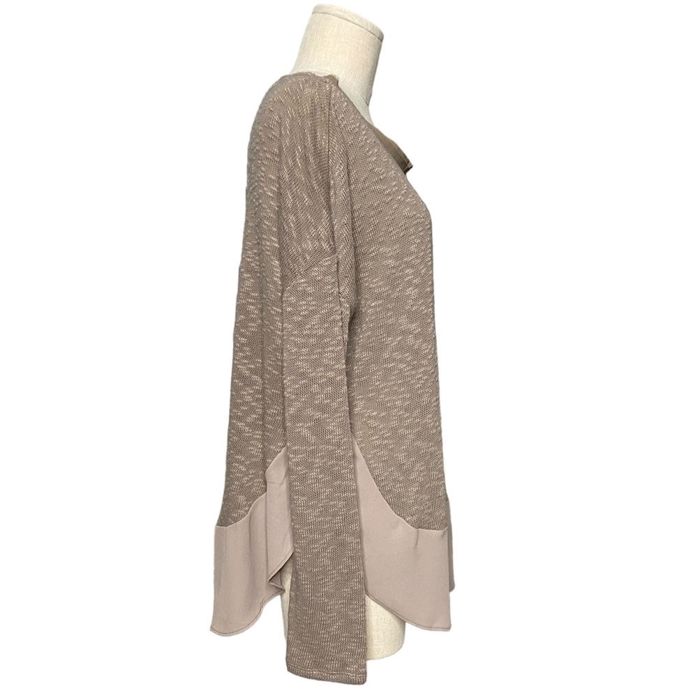Deletta Anthropologie Neutral Long Sleeve Scoop Neck Taupe Sweater Top Large - Picture 6 of 13